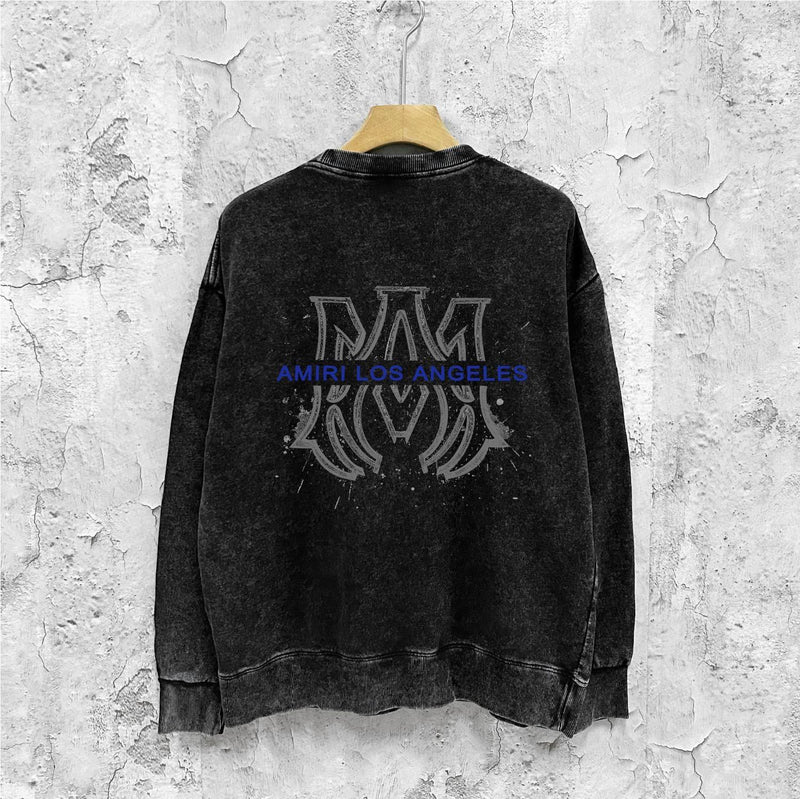 Amiri washed sweatshirt splash ink large simple label printing washed and distressed