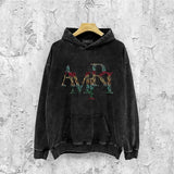 Amiri washed hoodie rainbow letter distressed printing