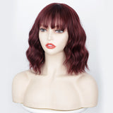 Women'S Wigs  Straight Bang Water Wave Short Curly Synthetic Wig