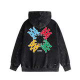 Amiri washed hoodie color block simple label set washed distressed printing