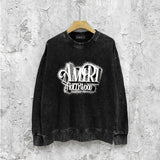 Amiri washed sweatshirt stereo hollywood printing washed and distressed