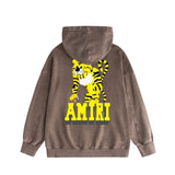 Amiri washed hoodie xiaohu distressed printing