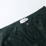 Rhude Pant Micro Label Letter Embroidered Casual PU Leather Pants, Straight Pants