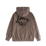 Amiri washed hoodie california hollywood letter washed distressed printing