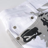 Mens Fashion Jeans White camouflage 5602#