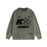 Amiri washed sweatshirt five-pointed star mottled letterprinting washed and distressed