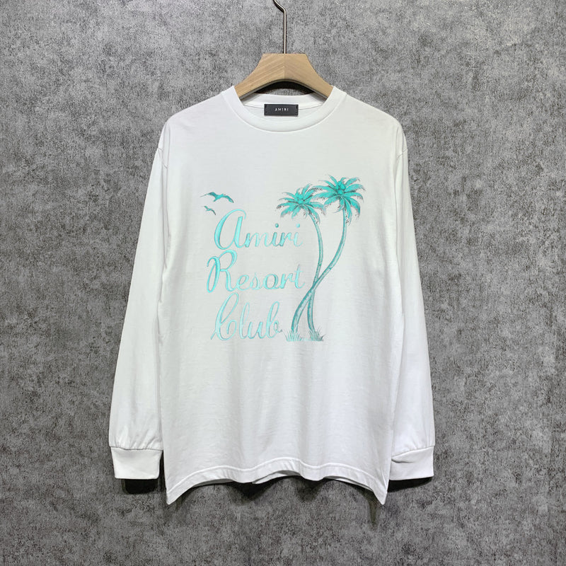 Amiri long sleeve shirts coconut tree bird printing