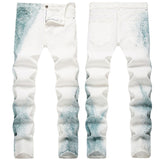 Mens Fashion Jeans Blue ink splash 1321#