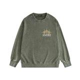 Amiri washed sweatshirt bone crack star printing washed and distressed