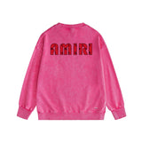 Amiri washed sweatshirt cashew flower large simple label printing washed and distressed