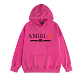 Amiri washed hoodie red font washed distressed printing
