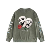Amiri washed sweatshirt double-sided rose print washed old