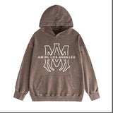 Amiri washed hoodie line simple logo washed distressed printing