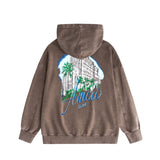 Amiri washed hoodie urban forest printing distressed printing