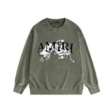 Amiri washed sweatshirt colorless floral printing washed and distressed
