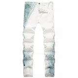 Mens Fashion Jeans Blue ink splash 1321#