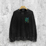 Amiri washed sweatshirt waist flower camouflage letterprinting washed and distressed