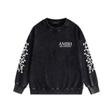 Amiri washed sweatshirt new bone sleeves printing washed and distressed