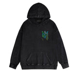 Amiri washed hoodie waist flower camouflage letter distressed printing