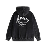 Amiri washed hoodie california hollywood letter washed distressed printing