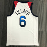NBA Jerseys 2021 Olympics USA Team White 6, Lillard