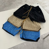 Rhude Shorts Letter Embroidered Tether Casual Shorts Beach Sweatpants