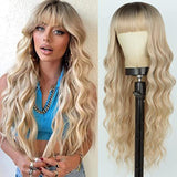 Women's Wigs Straight Bangs Long Wavy Gradient Wig