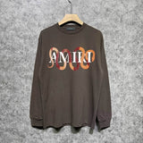 Amiri long sleeve shirts gold snake print