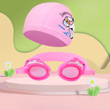 Swimming Goggles Rainbow Horse Cartoon Goggles Swimming Cap 2-piece Set