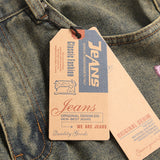 Mens Fashion Jeans Pink cherry blossom embroidery 5719#