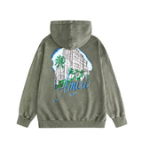 Amiri washed hoodie urban forest printing distressed printing
