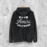 Amiri washed hoodie hollywood club distressed printing