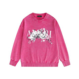 Amiri washed sweatshirt colorless floral printing washed and distressed