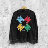 Amiri washed sweatshirt color block simple label set printing washed and distressed