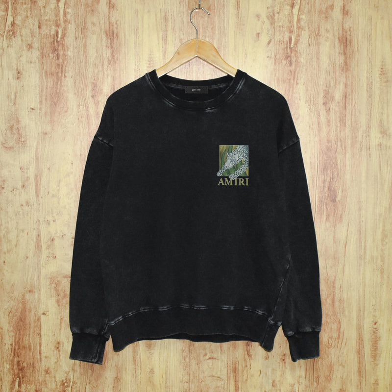Amiri washed sweatshirt black panther printing washed and distressed