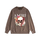 Amiri washed sweatshirt flower skull printing washed and distressed