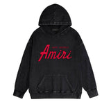 Amiri washed hoodie with pure letter distressed printing