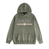 Amiri washed hoodie colorful snake letter horizontal strips washed distressed printing