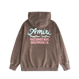 Amiri washed hoodie wine glass letterprinting distressed printing
