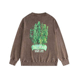 Amiri washed sweatshirt green leaf letterprinting washed and distressed