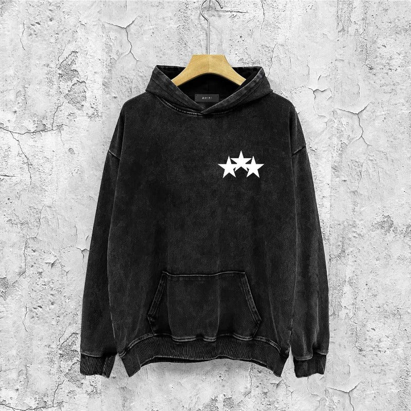 Amiri washed hoodie five-star little spider distressed print