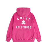 Amiri washed hoodie hollywood spider washed distressed printing