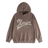 Amiri washed hoodie with distressed text and distressed printing