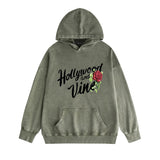Amiri washed hoodie hollywood rose printing distressed printing