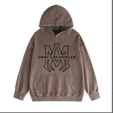 Amiri washed hoodie line simple logo washed distressed printing