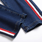 Mens Fashion Jeans Red stripes 7163#