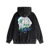 Amiri washed hoodie urban forest printing distressed printing
