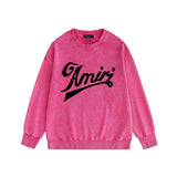 Amiri washed sweatshirt elegant letter printing washed and distressed