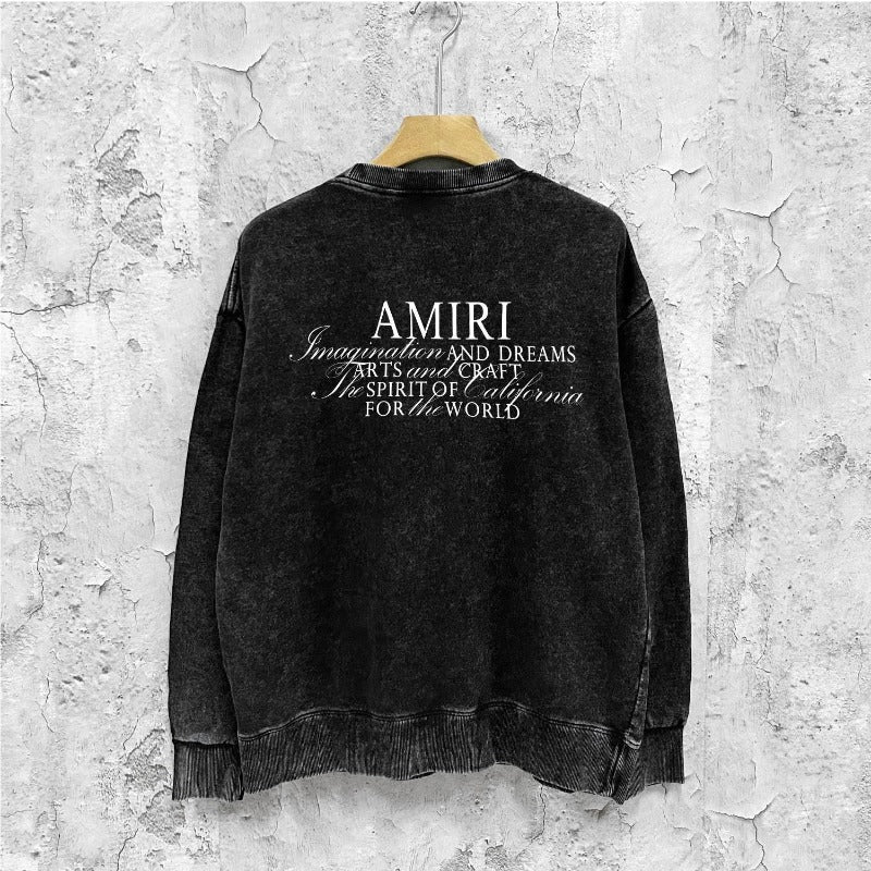 Amiri washed sweatshirt hollywood art word printing washed and distressed