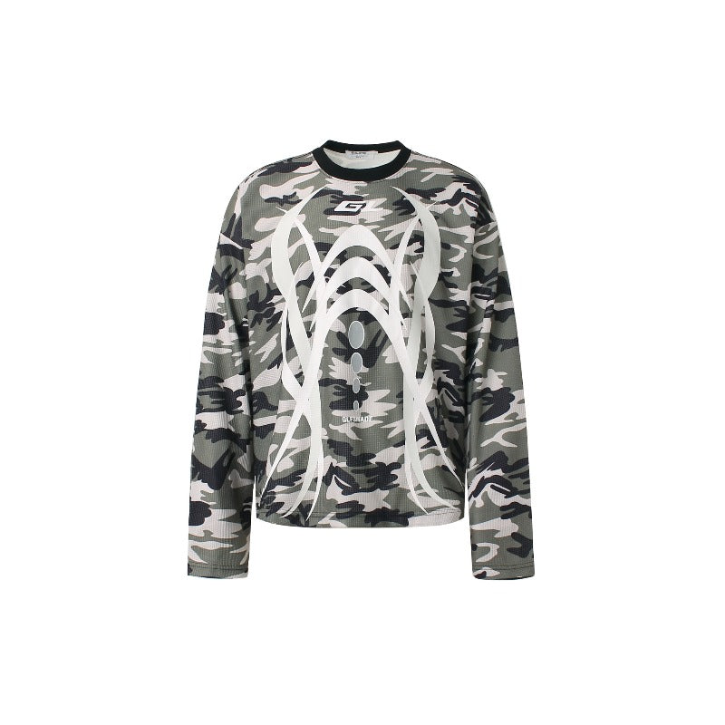Men long sleeved shirt jw retro street trendy men's camouflage letter design men's waffle grids